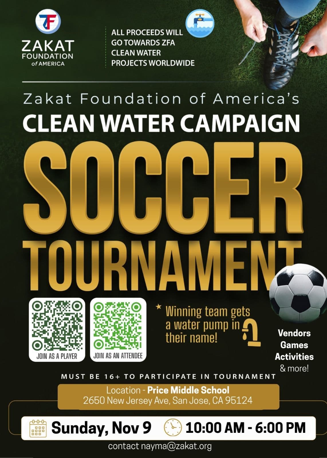 Zakat Foundation of America's Clean Water Campaign Soccer Tournament